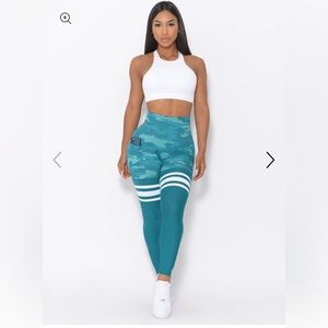 Teal Camo scrunch thigh highs
